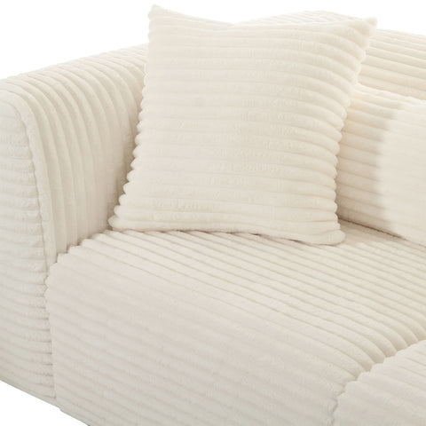 Tarra Fluffy Oversized Cream Corduroy Modular Loveseat Model: TOV-L68888