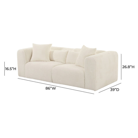 Tarra Fluffy Oversized Cream Corduroy Modular Loveseat Model: TOV-L68888