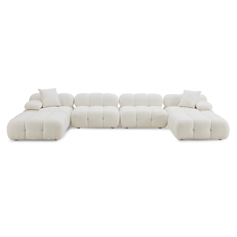 Calliope Cream Vegan Shearling 6-piece Modular U-Sectional Model: TOV-L68925-SEC