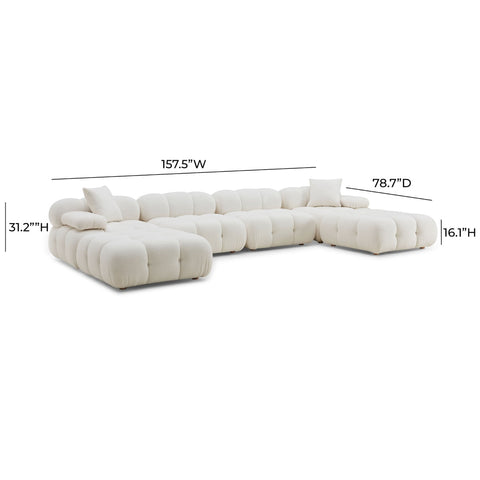 Calliope Cream Vegan Shearling 6-piece Modular U-Sectional Model: TOV-L68925-SEC