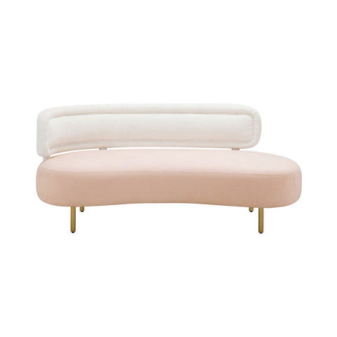 Tischa Cream Boucle & Blush Velvet Sofa Model: TOV-L68940