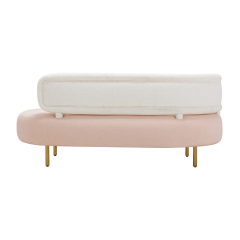 Tischa Cream Boucle & Blush Velvet Sofa Model: TOV-L68940