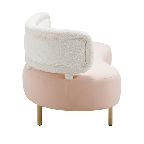 Tischa Cream Boucle & Blush Velvet Sofa Model: TOV-L68940