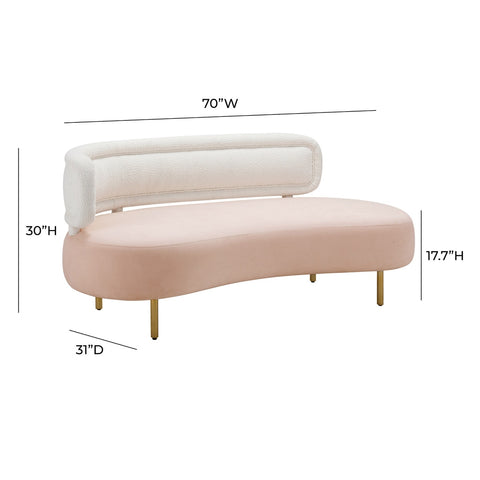Tischa Cream Boucle & Blush Velvet Sofa Model: TOV-L68940