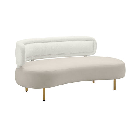 Tischa Cream Boucle & Grey Velvet Sofa Model: TOV-L68941