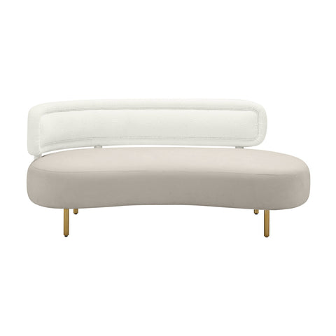 Tischa Cream Boucle & Grey Velvet Sofa Model: TOV-L68941