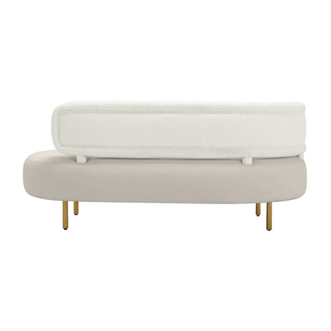 Tischa Cream Boucle & Grey Velvet Sofa Model: TOV-L68941