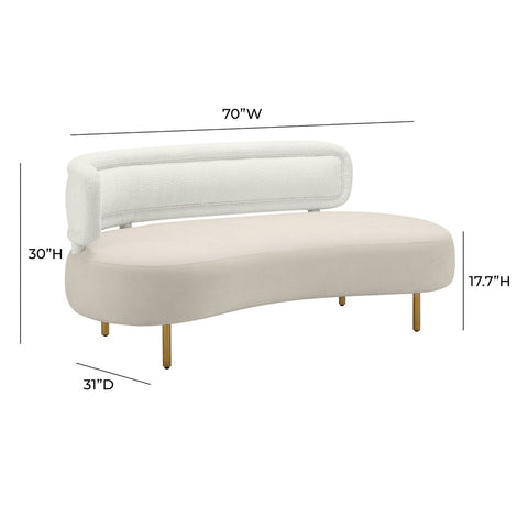 Tischa Cream Boucle & Grey Velvet Sofa Model: TOV-L68941