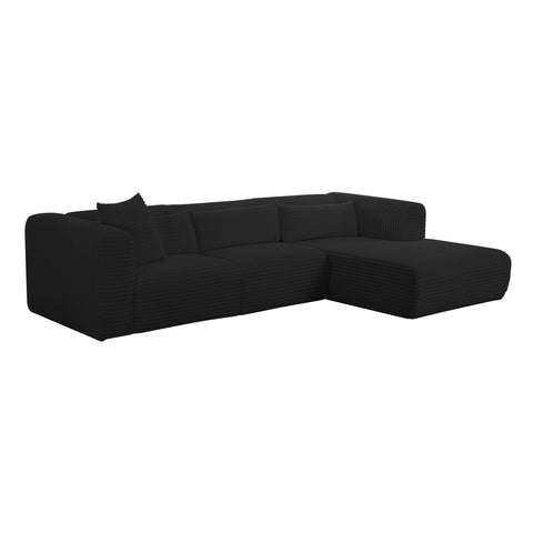Tarra Fluffy Oversized Black Corduroy Modular RAF Sectional Model: TOV-L69006-L69010