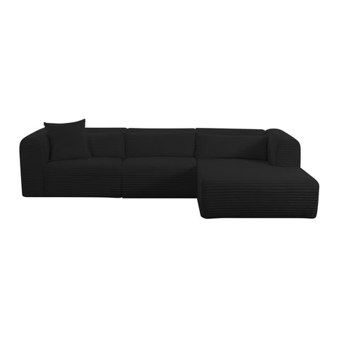 Tarra Fluffy Oversized Black Corduroy Modular RAF Sectional Model: TOV-L69006-L69010