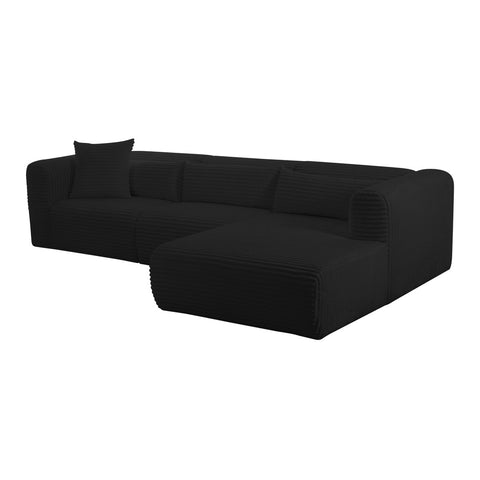 Tarra Fluffy Oversized Black Corduroy Modular RAF Sectional Model: TOV-L69006-L69010