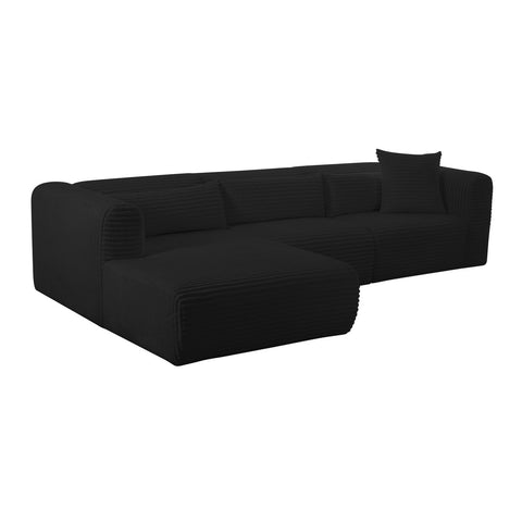 Tarra Fluffy Oversized Black Corduroy Modular LAF Sectional Model: TOV-L69007-L69009