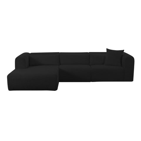 Tarra Fluffy Oversized Black Corduroy Modular LAF Sectional Model: TOV-L69007-L69009