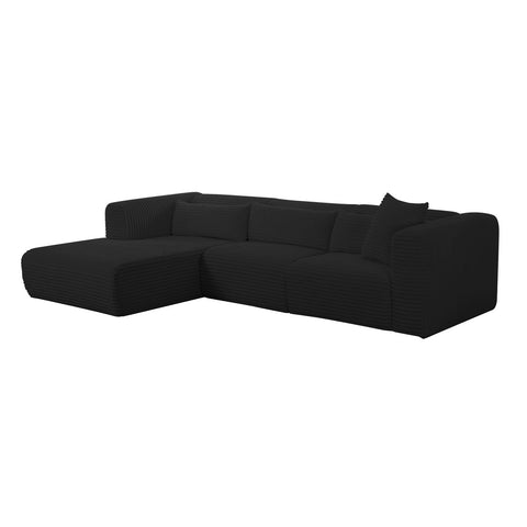 Tarra Fluffy Oversized Black Corduroy Modular LAF Sectional Model: TOV-L69007-L69009