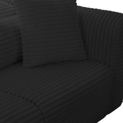 Tarra Fluffy Oversized Black Corduroy Modular LAF Sectional Model: TOV-L69007-L69009