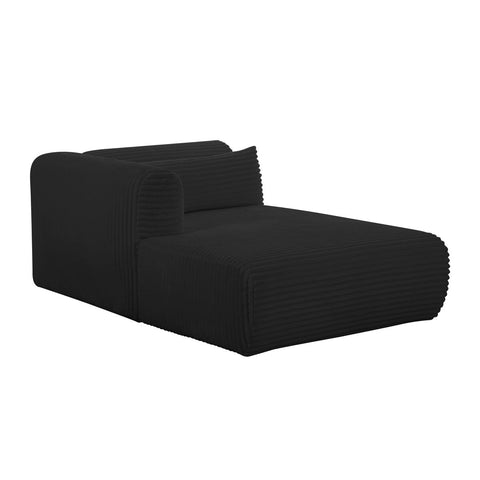 Tarra Fluffy Oversized Black Corduroy Modular LAF Chaise Model: TOV-L69007
