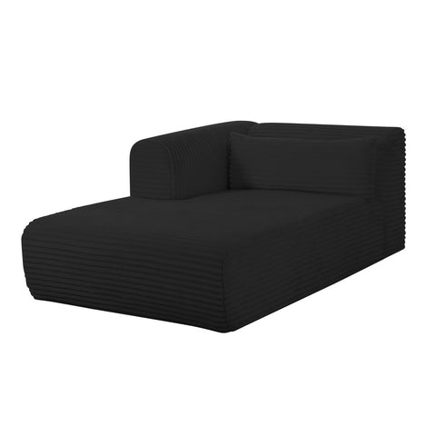 Tarra Fluffy Oversized Black Corduroy Modular LAF Chaise Model: TOV-L69007