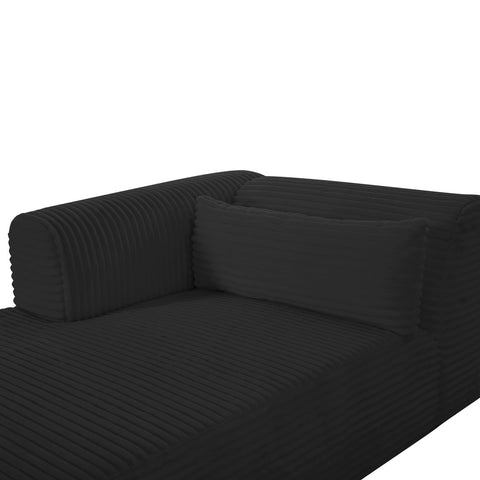 Tarra Fluffy Oversized Black Corduroy Modular LAF Chaise Model: TOV-L69007