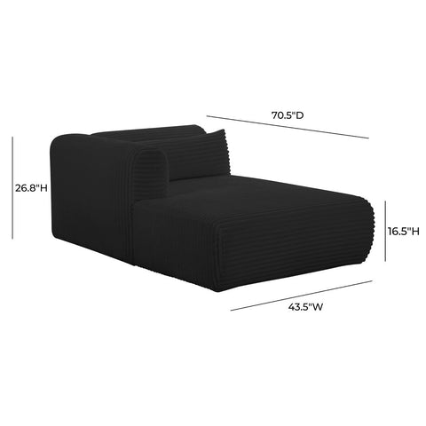 Tarra Fluffy Oversized Black Corduroy Modular LAF Chaise Model: TOV-L69007