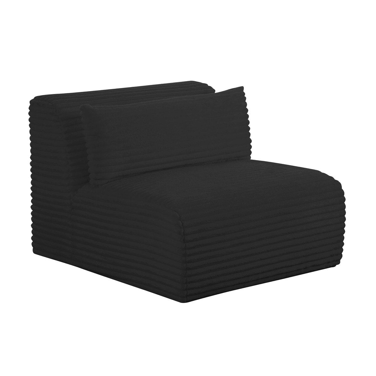 Tarra Fluffy Oversized Black Corduroy Modular Armless Chair Model: TOV-L69008