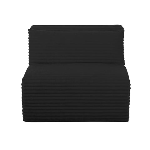 Tarra Fluffy Oversized Black Corduroy Modular Armless Chair Model: TOV-L69008