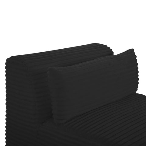 Tarra Fluffy Oversized Black Corduroy Modular Armless Chair Model: TOV-L69008