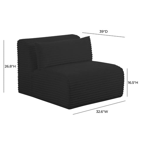 Tarra Fluffy Oversized Black Corduroy Modular Armless Chair Model: TOV-L69008