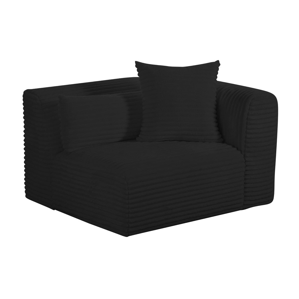 Tarra Fluffy Oversized Black Corduroy Modular RAF Corner Chair Model: TOV-L69009