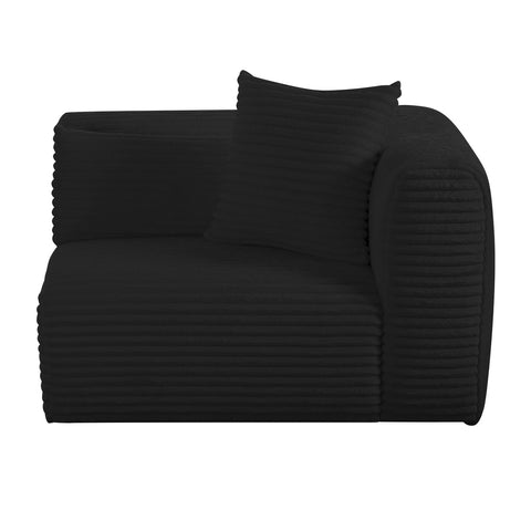 Tarra Fluffy Oversized Black Corduroy Modular RAF Corner Chair Model: TOV-L69009