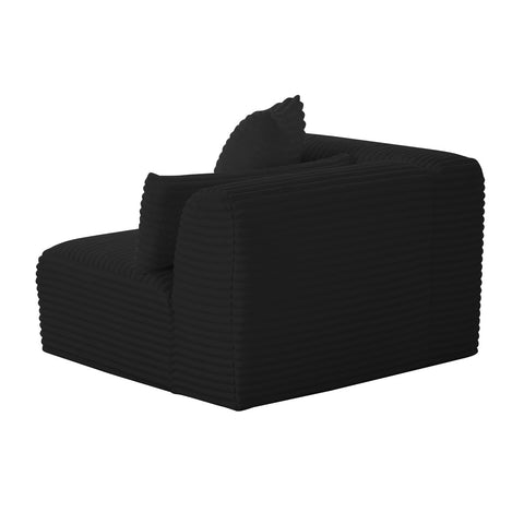 Tarra Fluffy Oversized Black Corduroy Modular RAF Corner Chair Model: TOV-L69009