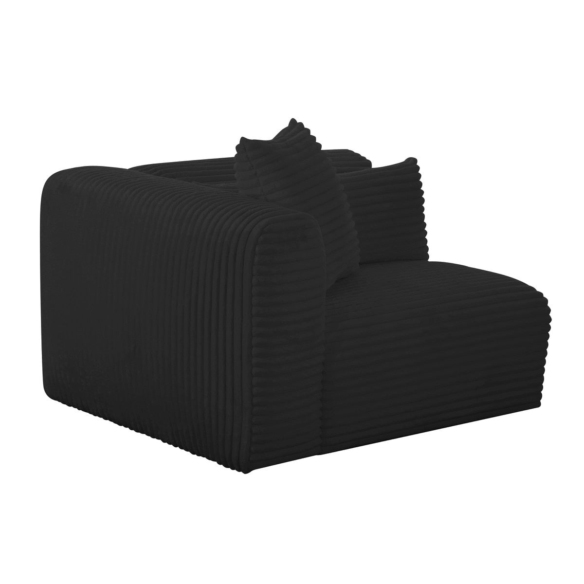 Tarra Fluffy Oversized Black Corduroy Modular LAF Corner Chair Model: TOV-L69010