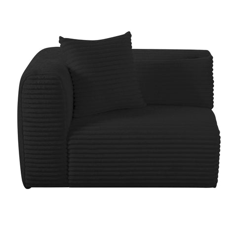 Tarra Fluffy Oversized Black Corduroy Modular LAF Corner Chair Model: TOV-L69010