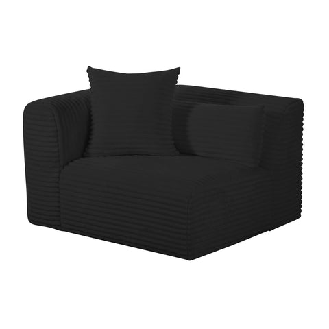 Tarra Fluffy Oversized Black Corduroy Modular LAF Corner Chair Model: TOV-L69010