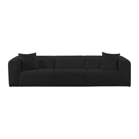 Tarra Fluffy Oversized Black Corduroy Modular Sofa Model: TOV-L69012
