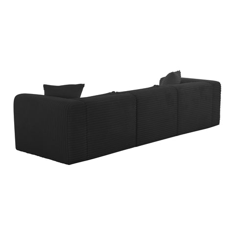 Tarra Fluffy Oversized Black Corduroy Modular Sofa Model: TOV-L69012