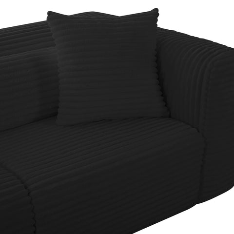 Tarra Fluffy Oversized Black Corduroy Modular Sofa Model: TOV-L69012