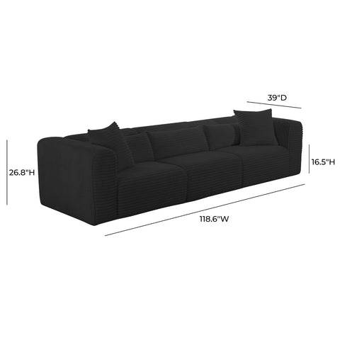 Tarra Fluffy Oversized Black Corduroy Modular Sofa Model: TOV-L69012