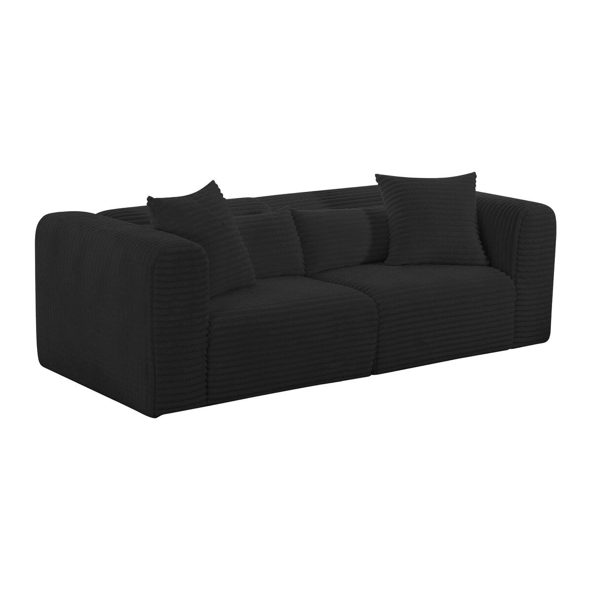 Tarra Fluffy Oversized Black Corduroy Modular Loveseat Model: TOV-L69013