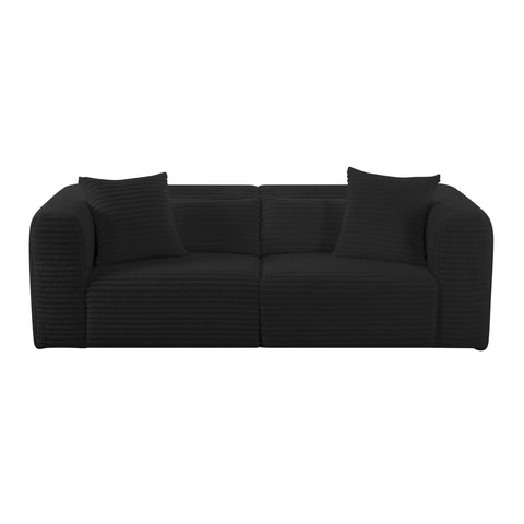 Tarra Fluffy Oversized Black Corduroy Modular Loveseat Model: TOV-L69013