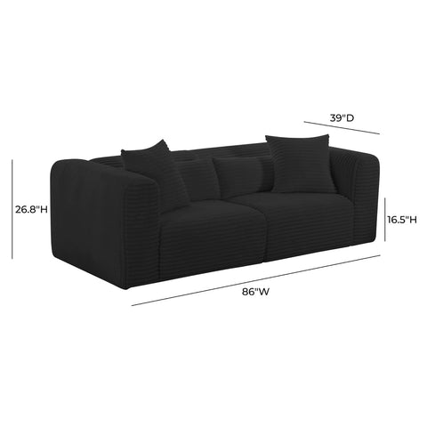 Tarra Fluffy Oversized Black Corduroy Modular Loveseat Model: TOV-L69013