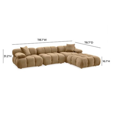 Calliope Cafe Au Lait Performance Velvet 4-piece Modular Sectional Model: TOV-L69017-SEC