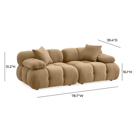 Calliope Cafe Au Lait Performance Velvet Modular Loveseat Model: TOV-L69018