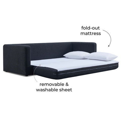 Ryan Black Boucle Sofa Bed Model: TOV-L69061