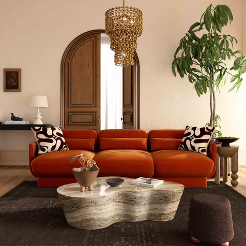 Azalea Rust Orange Velvet Sofa Model: TOV-L69077