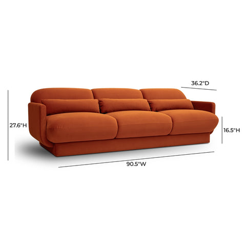 Azalea Rust Orange Velvet Sofa Model: TOV-L69077
