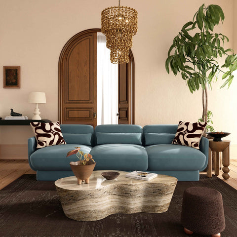 Azalea Powder Blue Velvet Sofa Model: TOV-L69078
