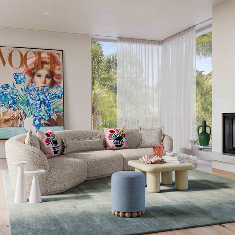 Marion Two-Tone Textured Boucle Armless Loveseat Model: TOV-L69093-LO