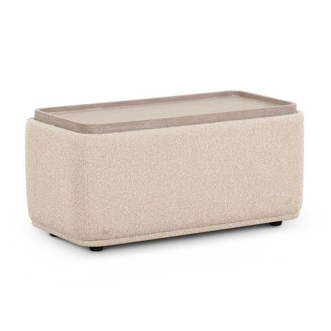 Sylvie Cream Boucle Ottoman Table Model: TOV-L69097