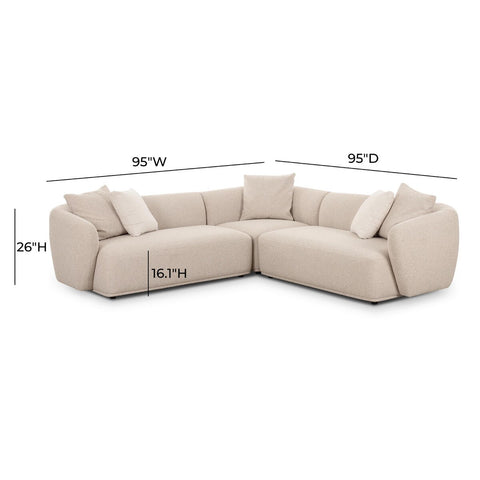 Sylvie Cream Boucle 3-Piece Sectional Model: TOV-L69098-SEC