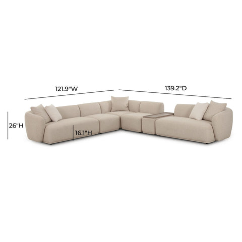 Sylvie Cream Boucle 6-Piece Large Sectional Model: TOV-L69098-SEC1